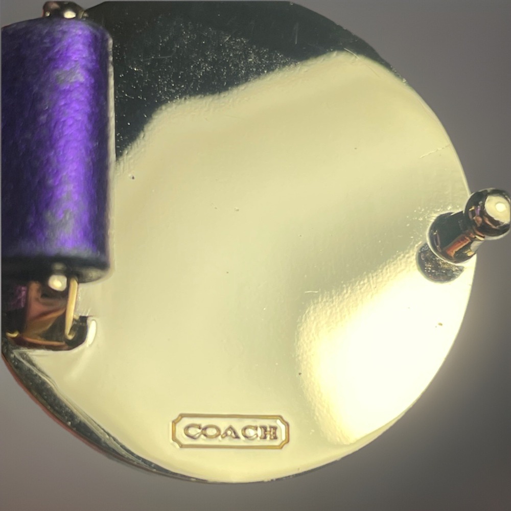 RARE✨Women's Coach‎ Belt Leather Purple Logo Oval Gold Tone "C" Buckle Size S - Picture 7 of 7